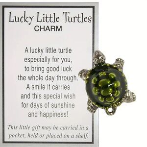 Lucky Little Turtle Pocket Token Charm Mini Figurine w/Poem Card